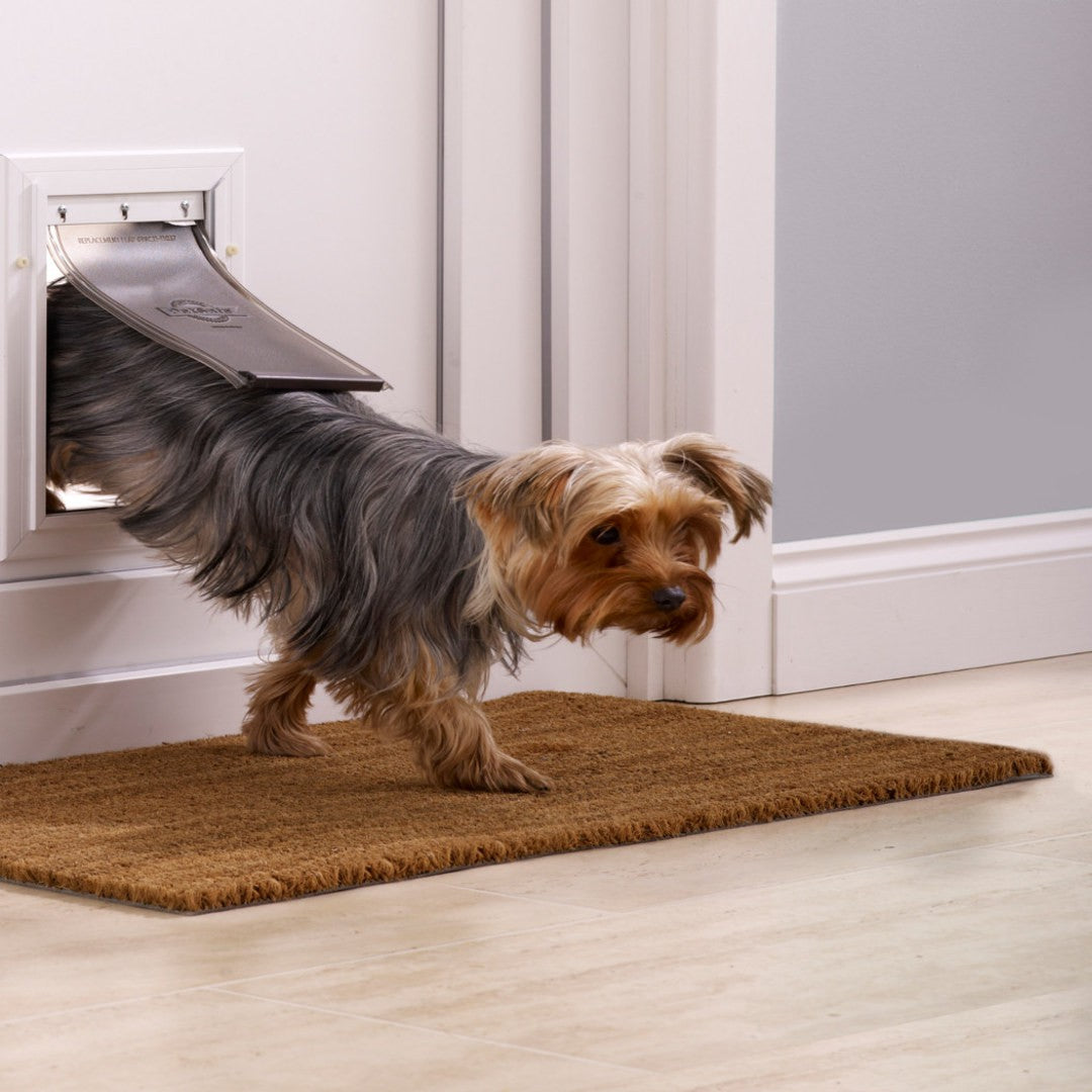 Metal dog door clearance flap